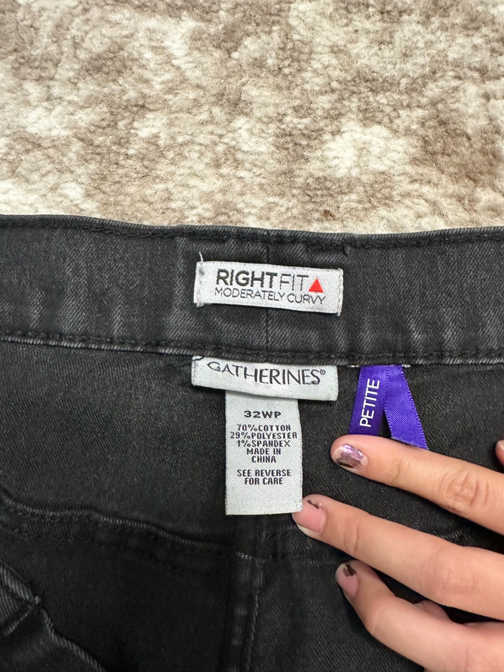 Catherines RightFit Womens 32WP Moderately Curvy Stretch Jeans Black 32x24